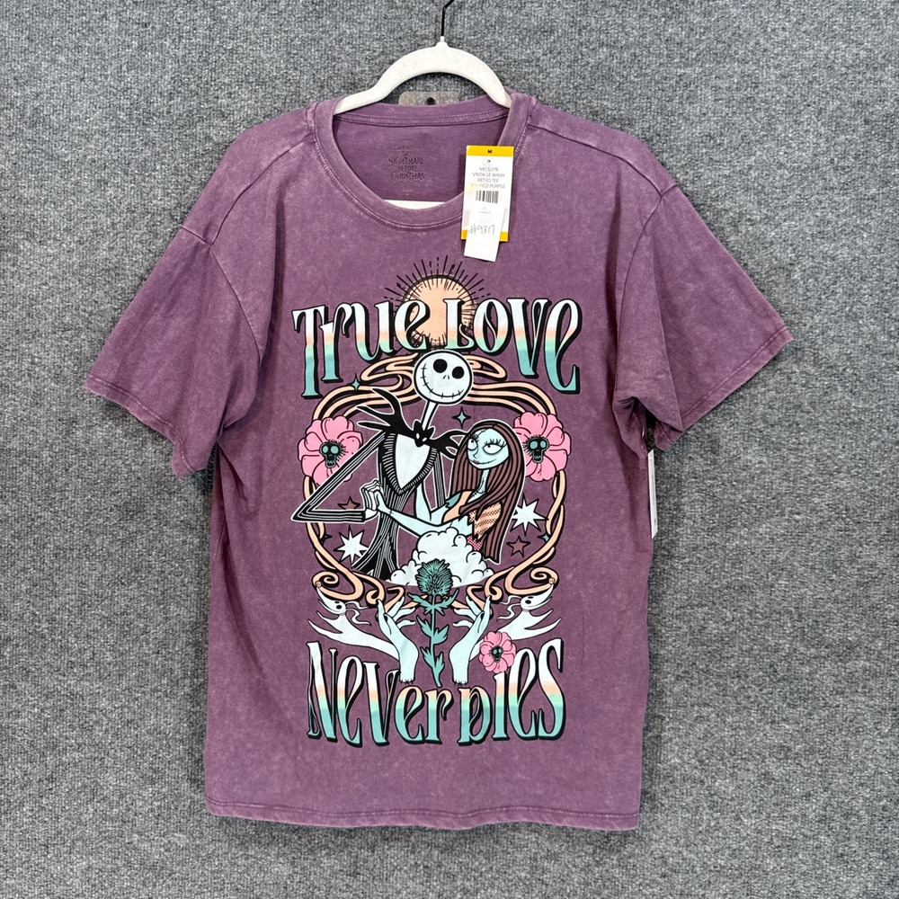Disney Nightmare Before Christmas Shirt Women Medium Purple Jack Sally NEW